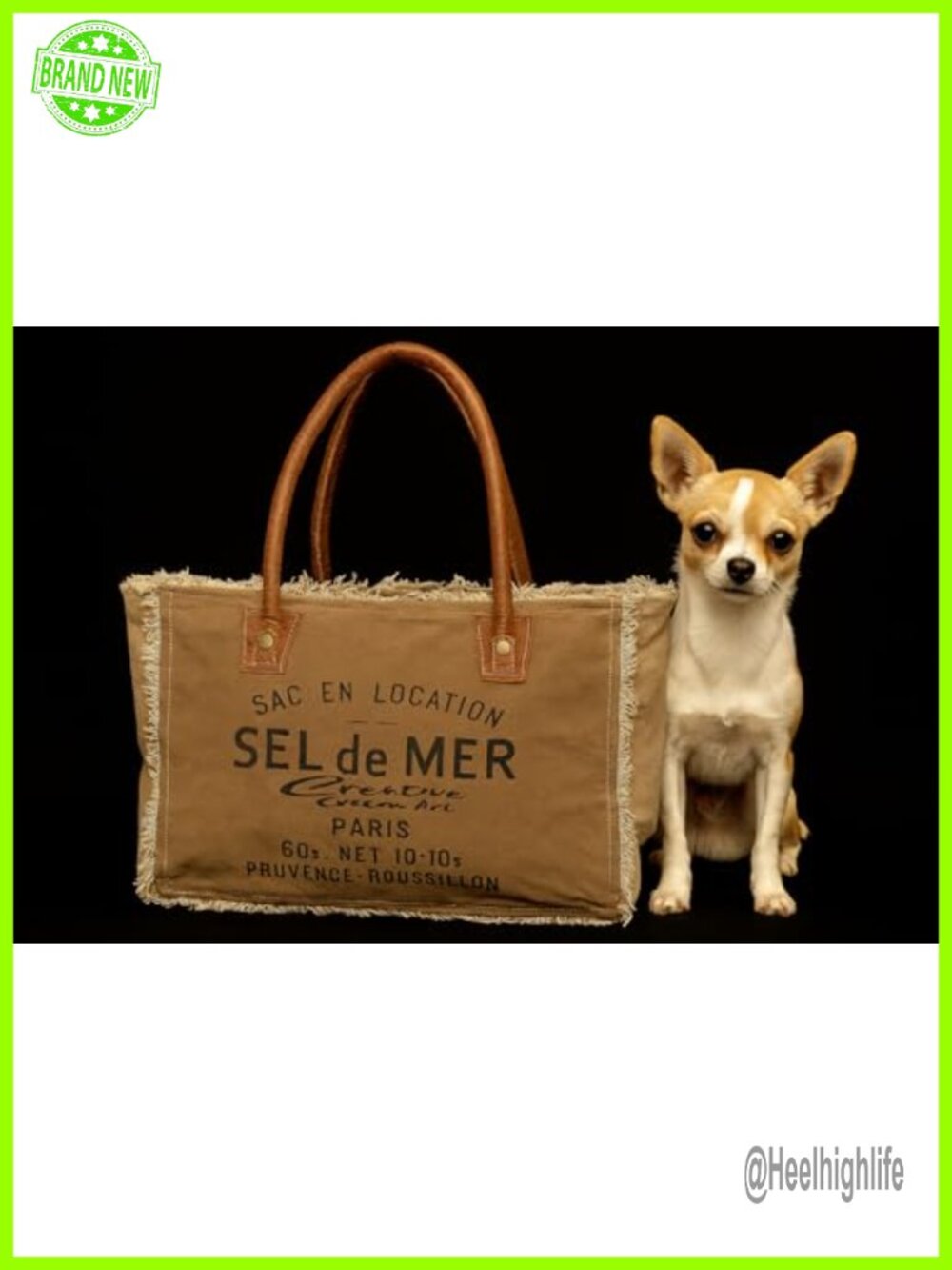 Vintage Canvas Tote Bag with Leather Handles - Boho Shoulder Bag - Picture 4 of 6